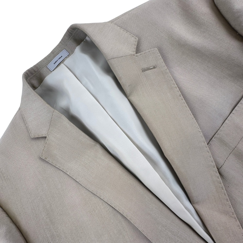 JF J Ferrar Mens 46L Suit Jacket Tan Beige Slim Fit Two Button Notch Lapel